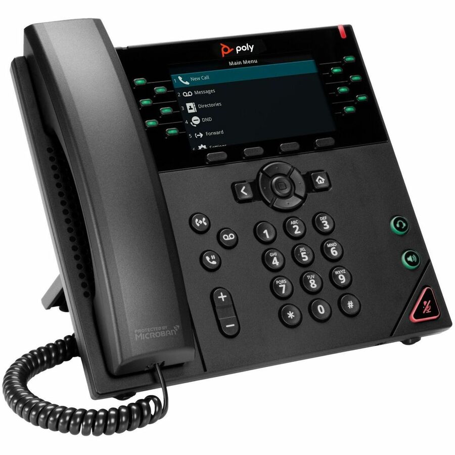 Poly VVX 450 IP Phone - Refurbished - Corded - Corded - Desktop, Wall Mountable - Black 89B75AA#ABA