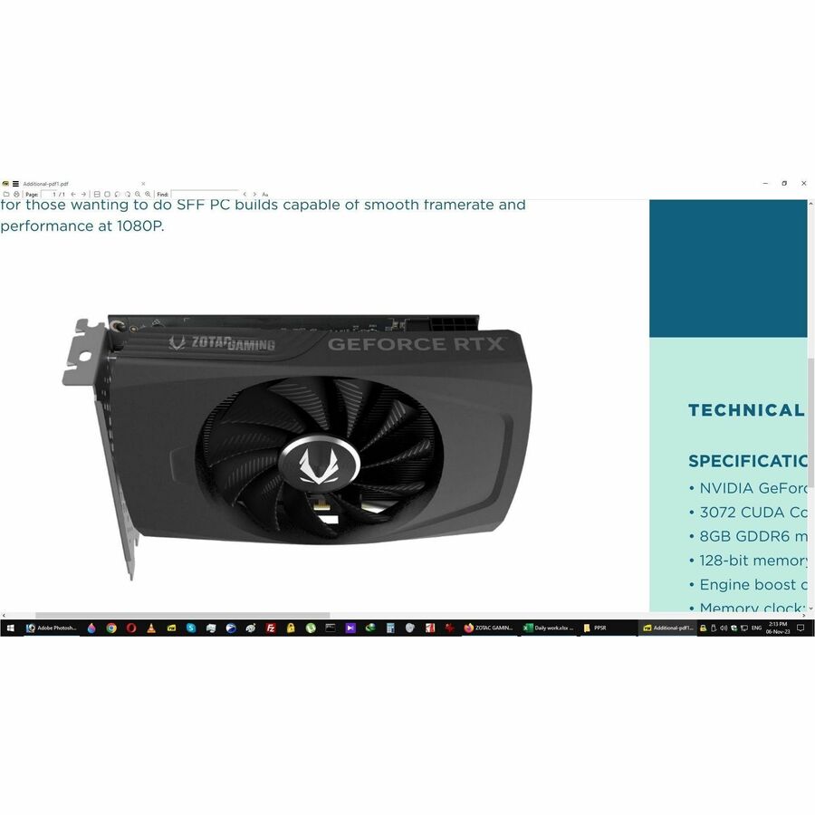 Zotac NVIDIA GeForce RTX 4060 Graphic Card - 8 GB GDDR6 - Full-height ZT-D40600G-10L