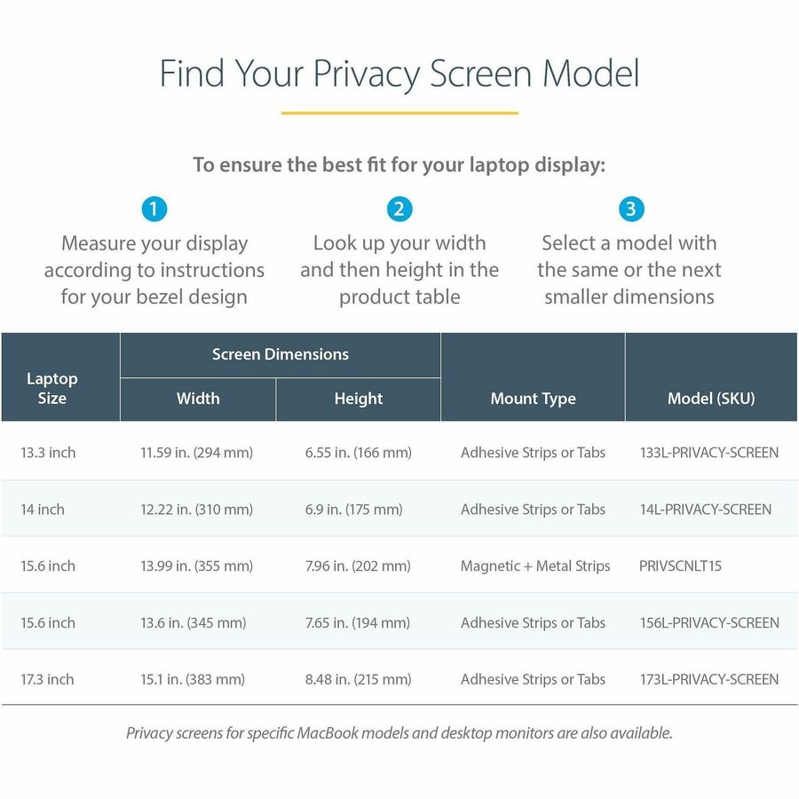 StarTech.com 17.3-inch 16:9 Laptop Privacy Filter, Anti-Glare Privacy Screen w/51% Blue Light Reduction, +/- 30&deg; View Angle, Matte/Glossy 173L-PRIVACY-SCREEN