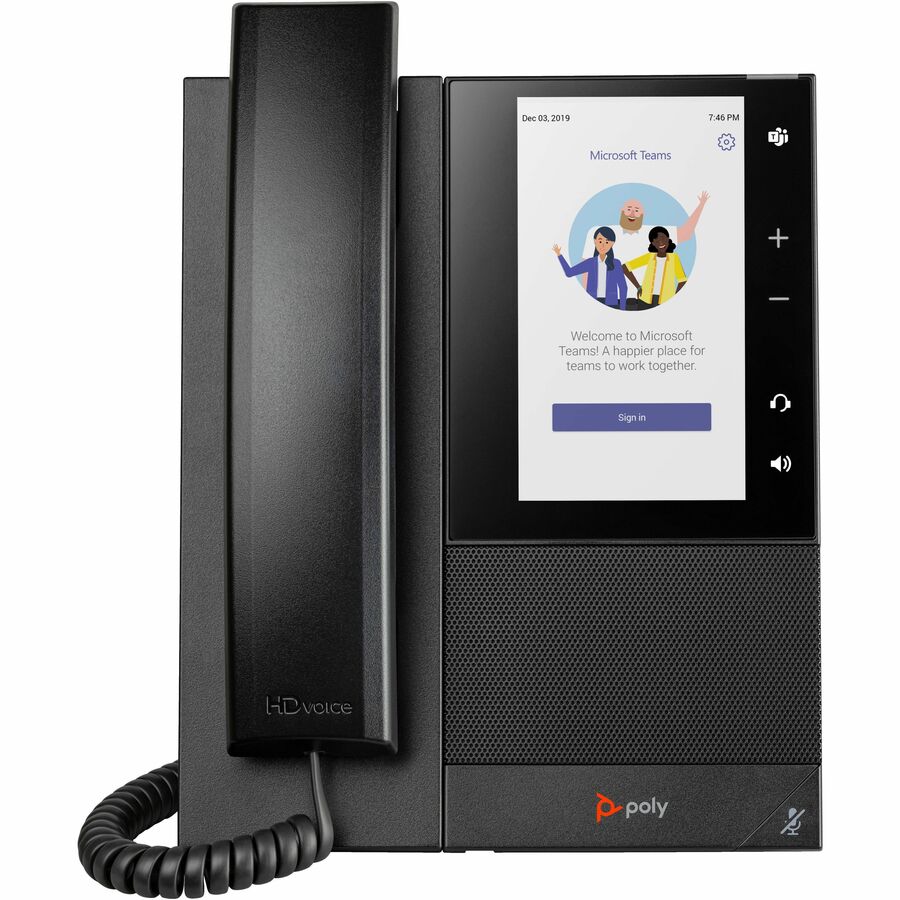 Poly CCX 505 IP Phone - Corded - Corded - Bluetooth - Desktop, Wall Mountable - Black 849A5AA#ABA