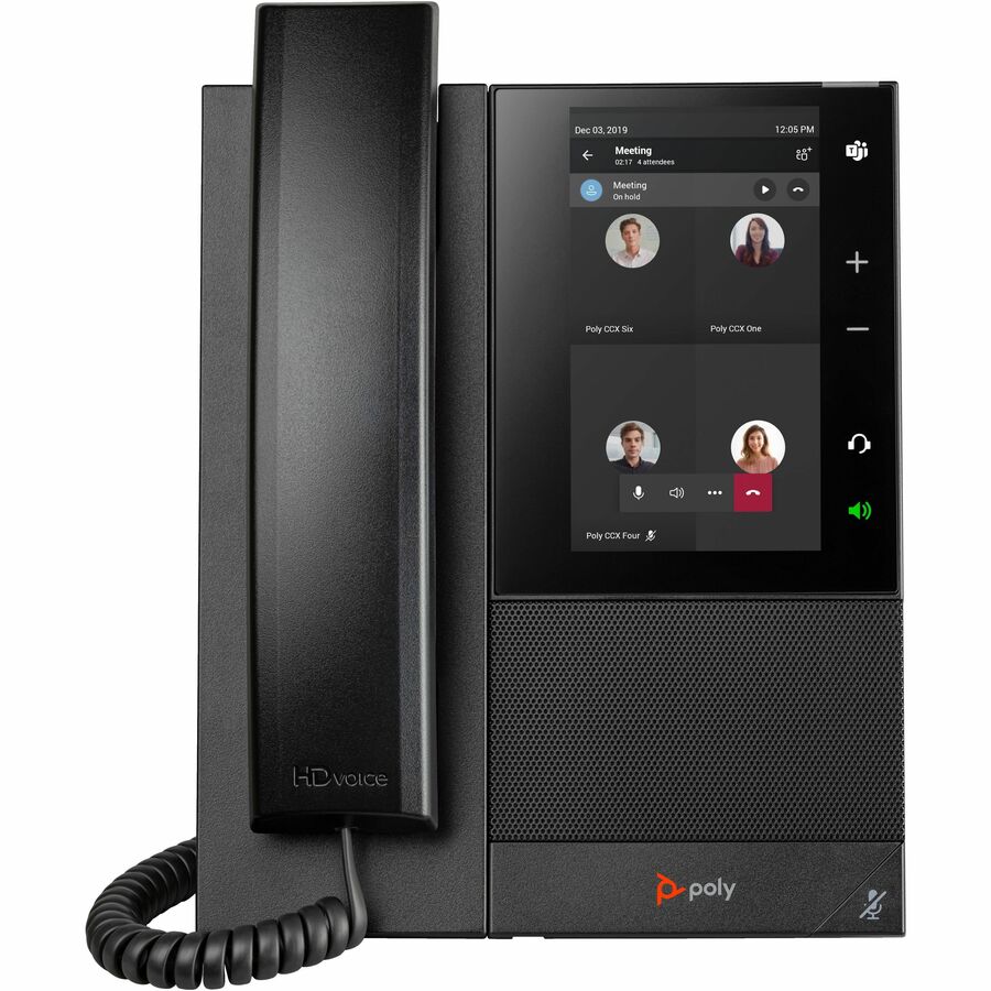 Poly CCX 505 IP Phone - Corded - Corded - Bluetooth - Desktop, Wall Mountable - Black 849A5AA#ABA