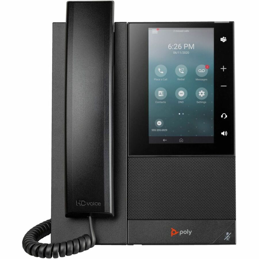 Poly CCX 505 IP Phone - Corded - Corded/Cordless - Bluetooth, Wi-Fi - Desktop, Wall Mountable - Black 82Z82AA