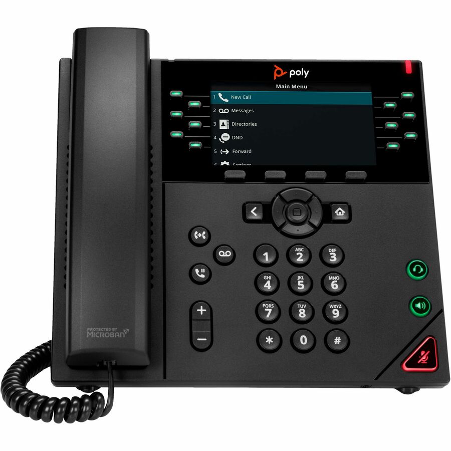 Poly VVX 450 IP Phone - Corded - Corded - Wall Mountable, Desktop - Black 89B74AA