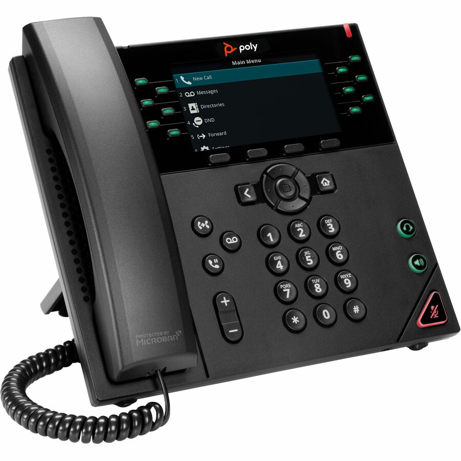 Poly VVX 450 IP Phone - Corded - Corded - Wall Mountable, Desktop - Black 89B74AA