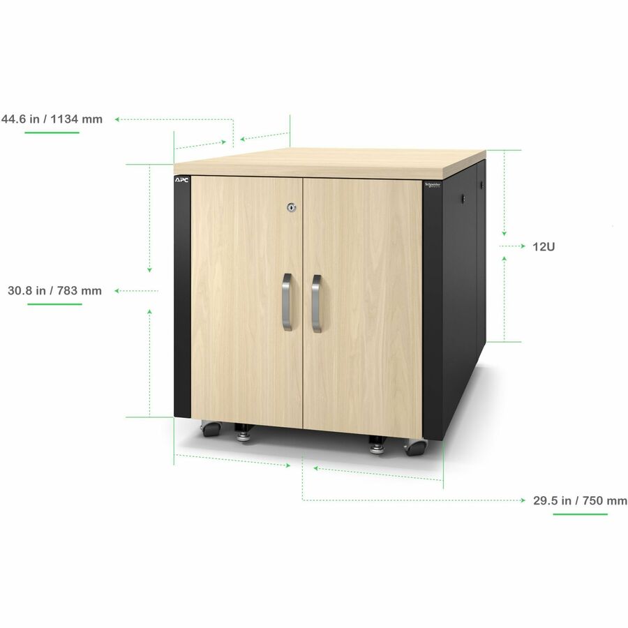 APC by Schneider Electric NetShelter Soundproof, 12U, Server Rack Enclosure, Maple AR4012A