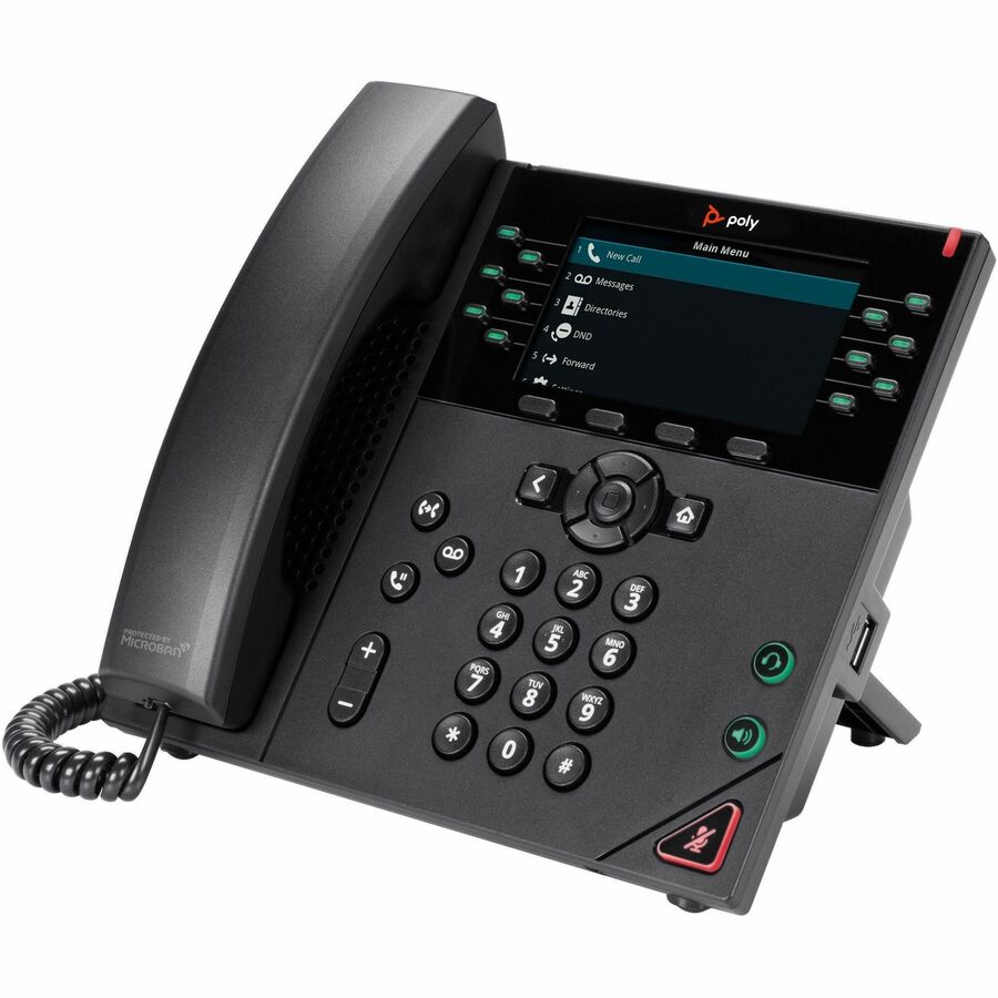 Poly VVX 450 IP Phone - Corded - Corded - Desktop, Wall Mountable - Black 89B77AA#ABA