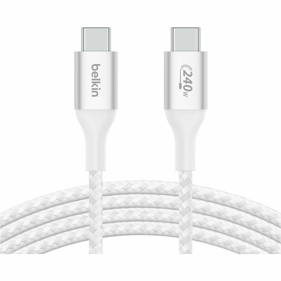 Belkin 240W USB-C to USB-C Cable - 480 Mbps - Nylon, Braided - M/M - 2m/6.6ft - White CAB015bt2MWH