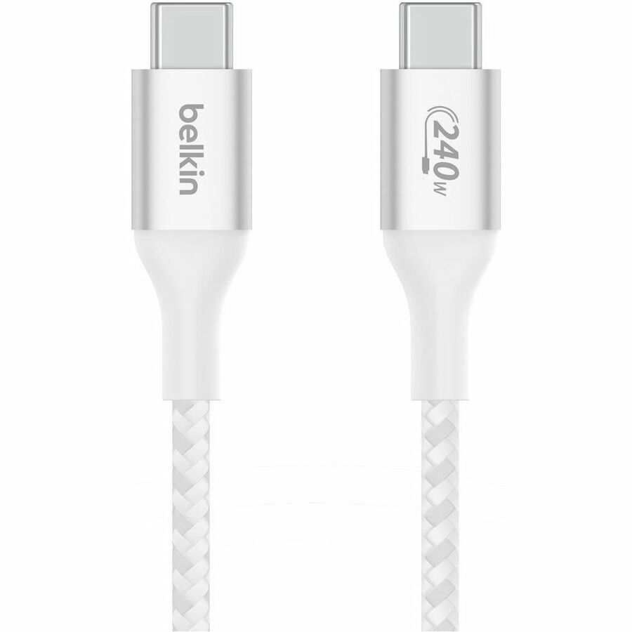 Belkin 240W USB-C to USB-C Cable - 480 Mbps - Nylon, Braided - M/M - 2m/6.6ft - White CAB015bt2MWH