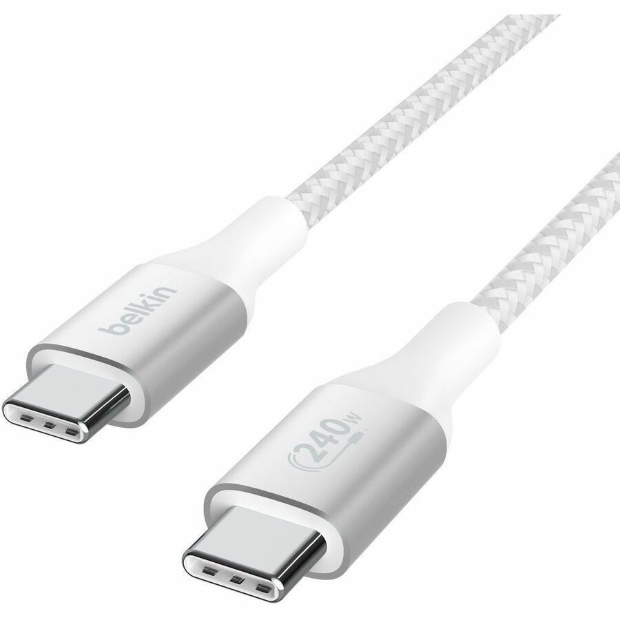 Belkin 240W USB-C to USB-C Cable - 480 Mbps - Nylon, Braided - M/M - 2m/6.6ft - White CAB015bt2MWH