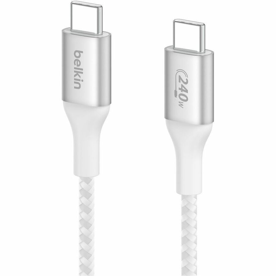 Belkin 240W USB-C to USB-C Cable - 480 Mbps - Nylon, Braided - M/M - 2m/6.6ft - White CAB015bt2MWH