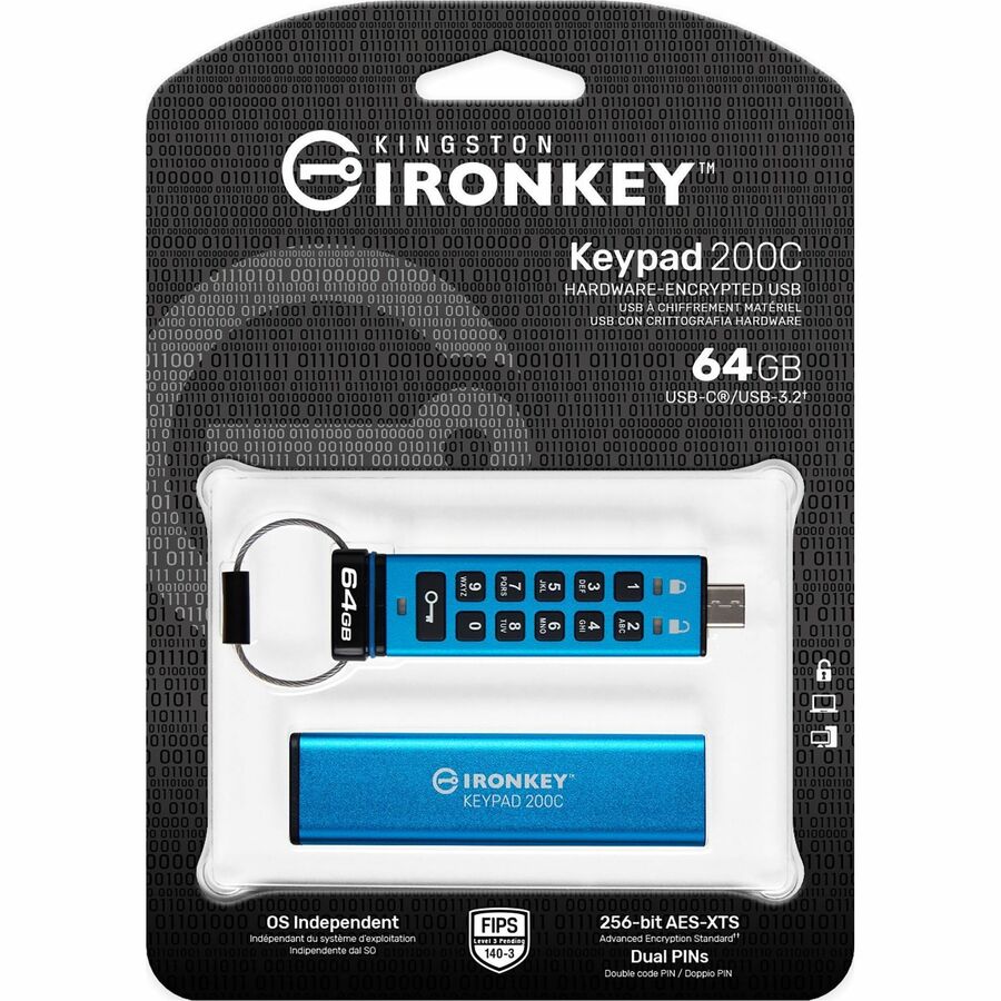 IronKey Keypad 200 64GB USB 3.2 (Gen 1) Type C Flash Drive IKKP200C/64GB