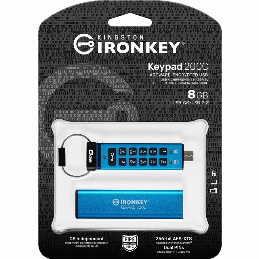 IronKey Keypad 200 8GB USB 3.2 (Gen 1) Type C Flash Drive IKKP200C/8GB