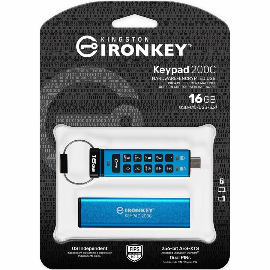 IronKey Keypad 200 16GB USB 3.2 (Gen 1) Type C Flash Drive IKKP200C/16GB