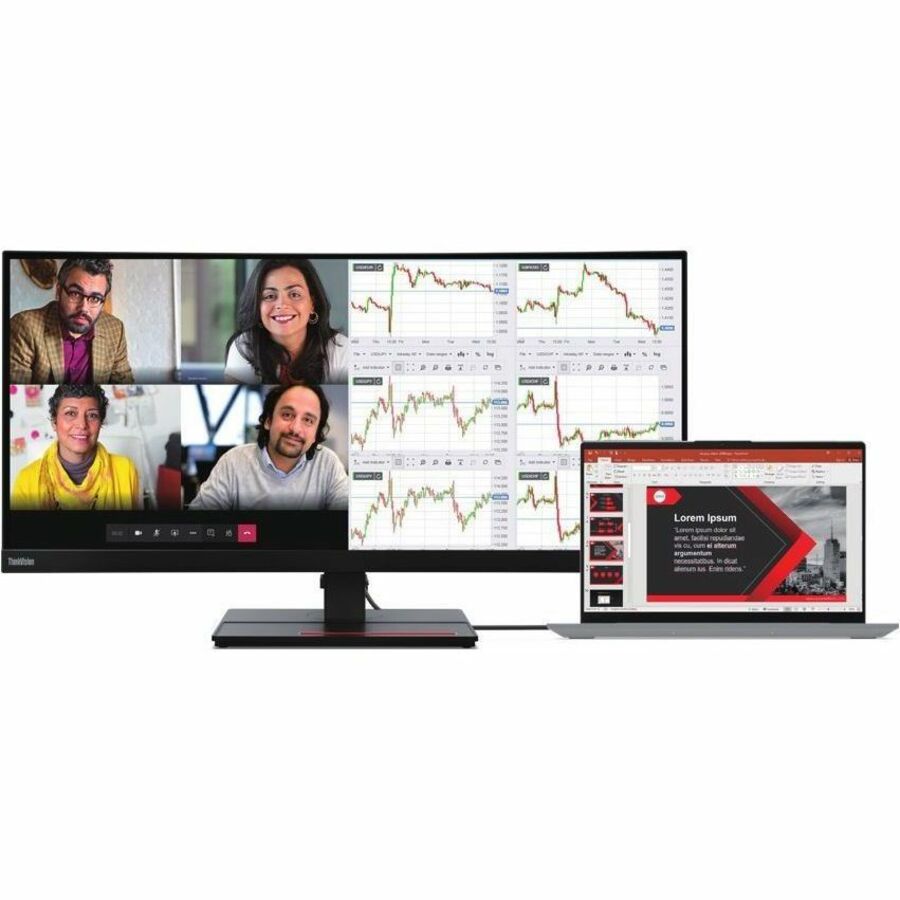 Lenovo ThinkVision P34w-20 34" Class UWQHD Curved Screen LED Monitor - 21:9 - Raven Black 63F2RAR3U3