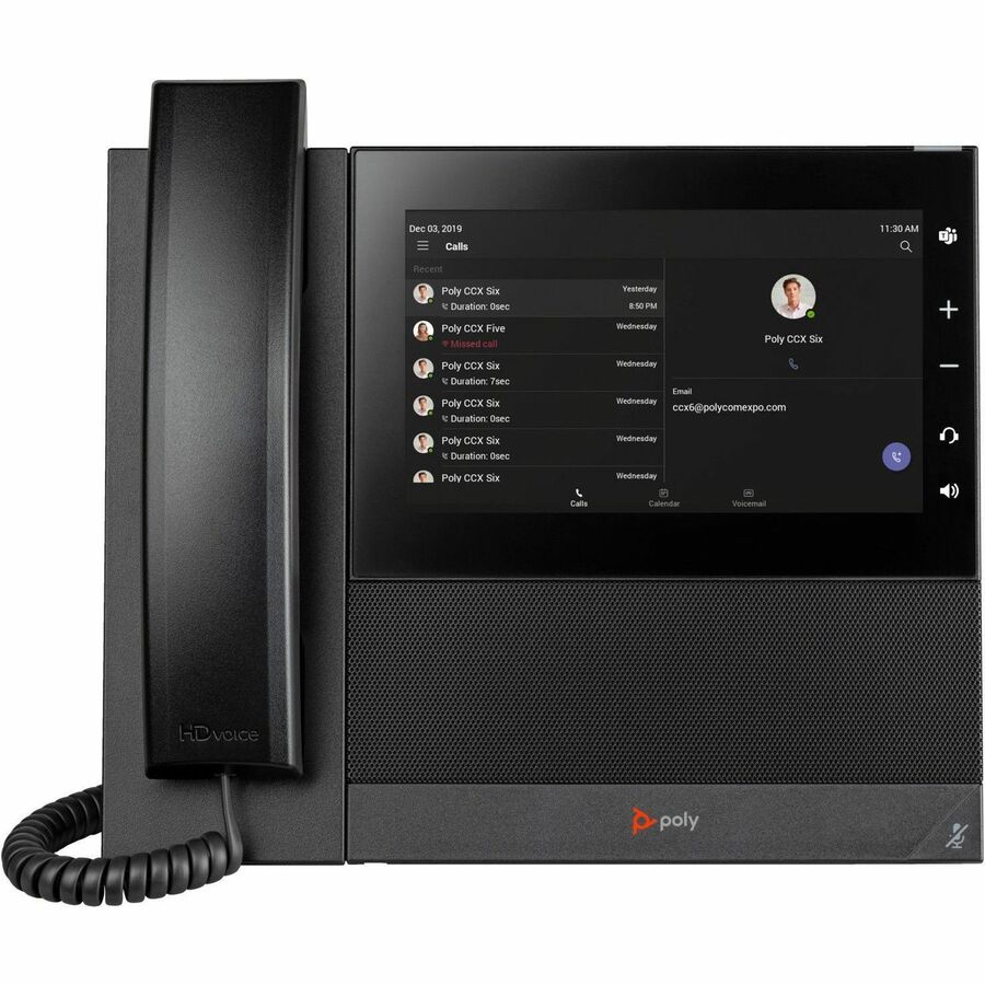 Poly CCX 600 IP Phone - Corded - Corded/Cordless - Bluetooth, Wi-Fi - Desktop - Black 849A8AA#ABA