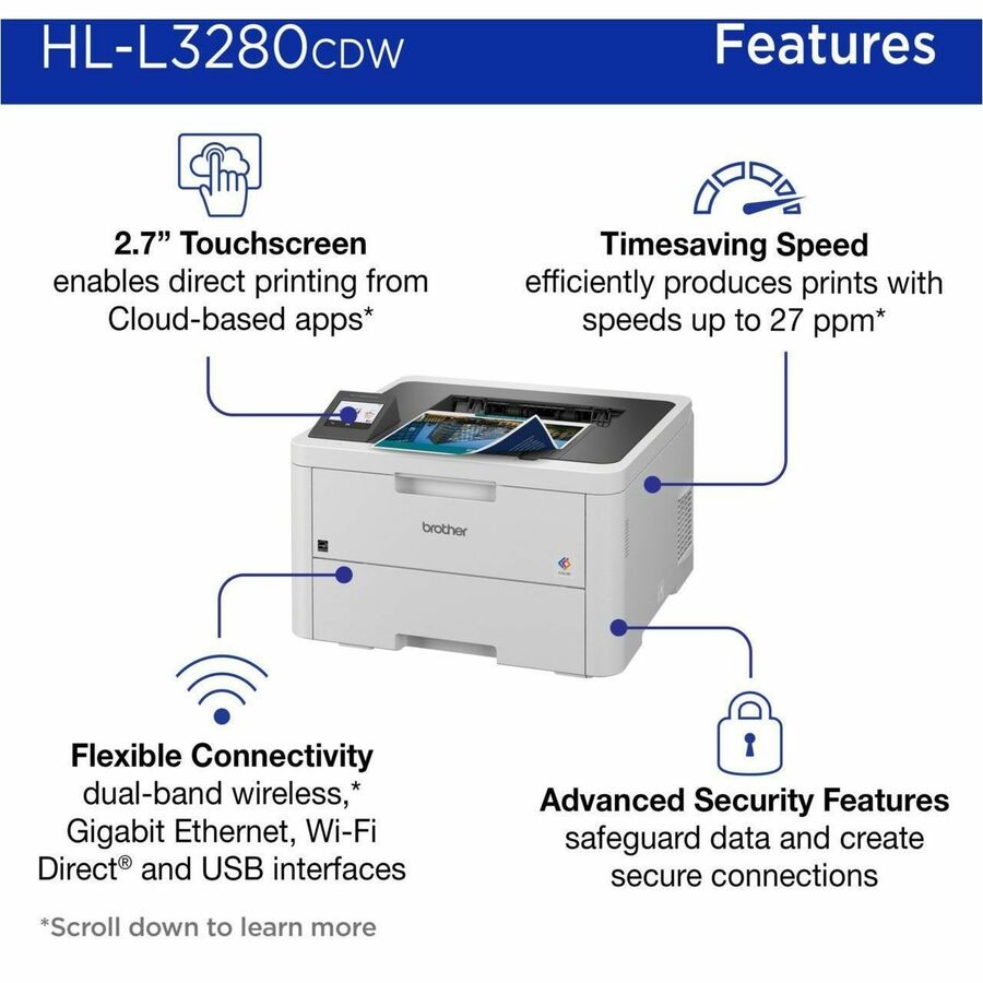 Brother HL-L3280CDW Desktop Wireless Laser Printer - Color HLL3280CDW