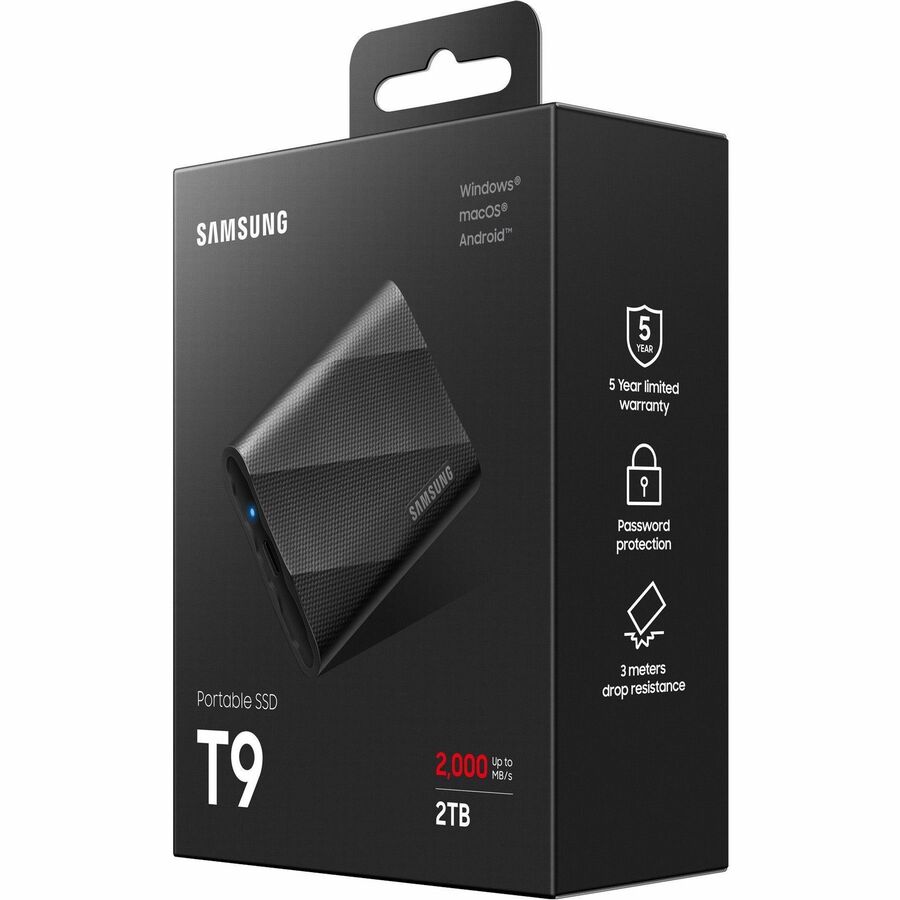 Samsung T9 2 TB Portable Solid State Drive - External - Black MU-PG2T0B/AM