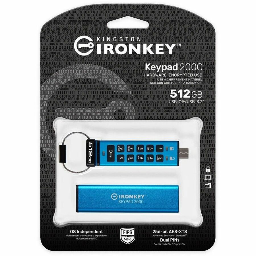 IronKey Keypad 200 512GB USB 3.2 (Gen 1) Type C Flash Drive IKKP200C/512GB