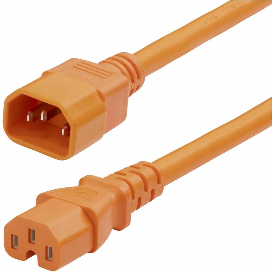 StarTech.com 6ft (1.8m) Heavy Duty PDU Power Cord, IEC 60320 C14 to C15, 15A 250V, 14AWG, Orange Power Cable, UL Listed 8915-460Q-POWER-CORD