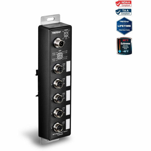 TRENDnet 5 ports industriel EN50155 M12 Gigabit PoE + commutateur ferroviaire TI-XPG50