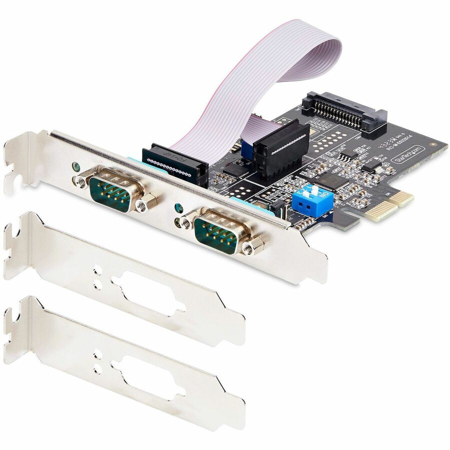 StarTech.com 2-Port Serial PCIe Card, Dual-Port RS232/RS422/RS485 Card, 16C1050 UART, ESD Protection, Windows/Linux, TAA-Compliant 2S232422485-PC-CARD