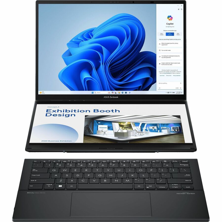 Asus ZenBook Duo UX8406 UX8406MA-DS91T-CA 14" Touchscreen Detachable 2 in 1 Notebook - 3K - Intel Core Ultra 9 185H - Intel Evo Platform - 32 GB - 1 TB SSD - Inkwell Gray UX8406MA-DS91T-CA