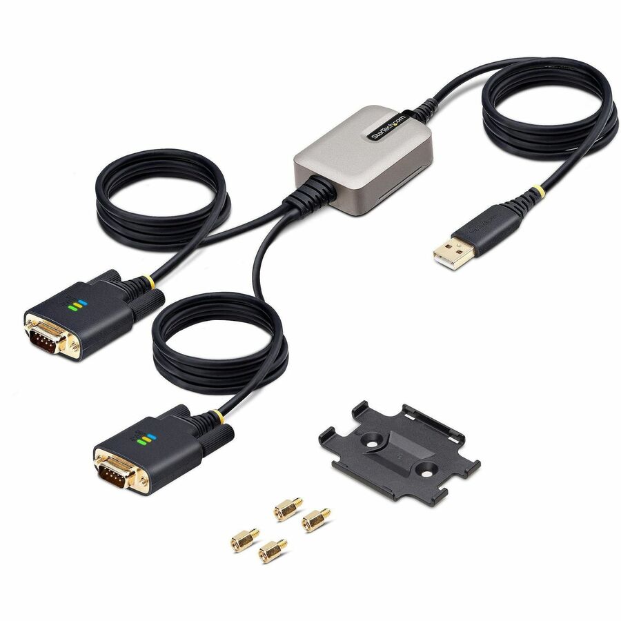 StarTech.com 13ft (4m) 2-Port USB to Serial Adapter Cable, COM Retention, FTDI, DB9 RS232, Changeable DB9 Screws/Nuts, Windows/macOS/Linux 2P6FFC-USB-SERIAL