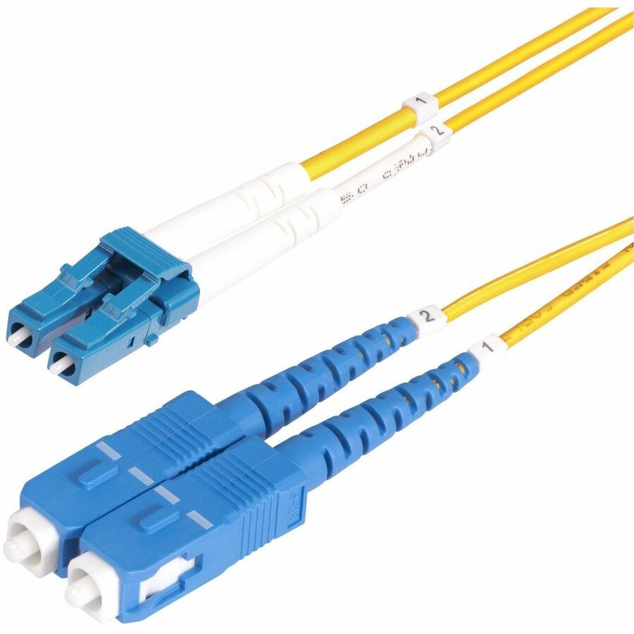 StarTech.com 50m (164ft) LC to SC (UPC) OS2 Single Mode Duplex Fiber Optic Cable, 9/125, 100G, Low Insertion Loss, LSZH Fiber Jumper Cord SMLCSC-OS2-50M