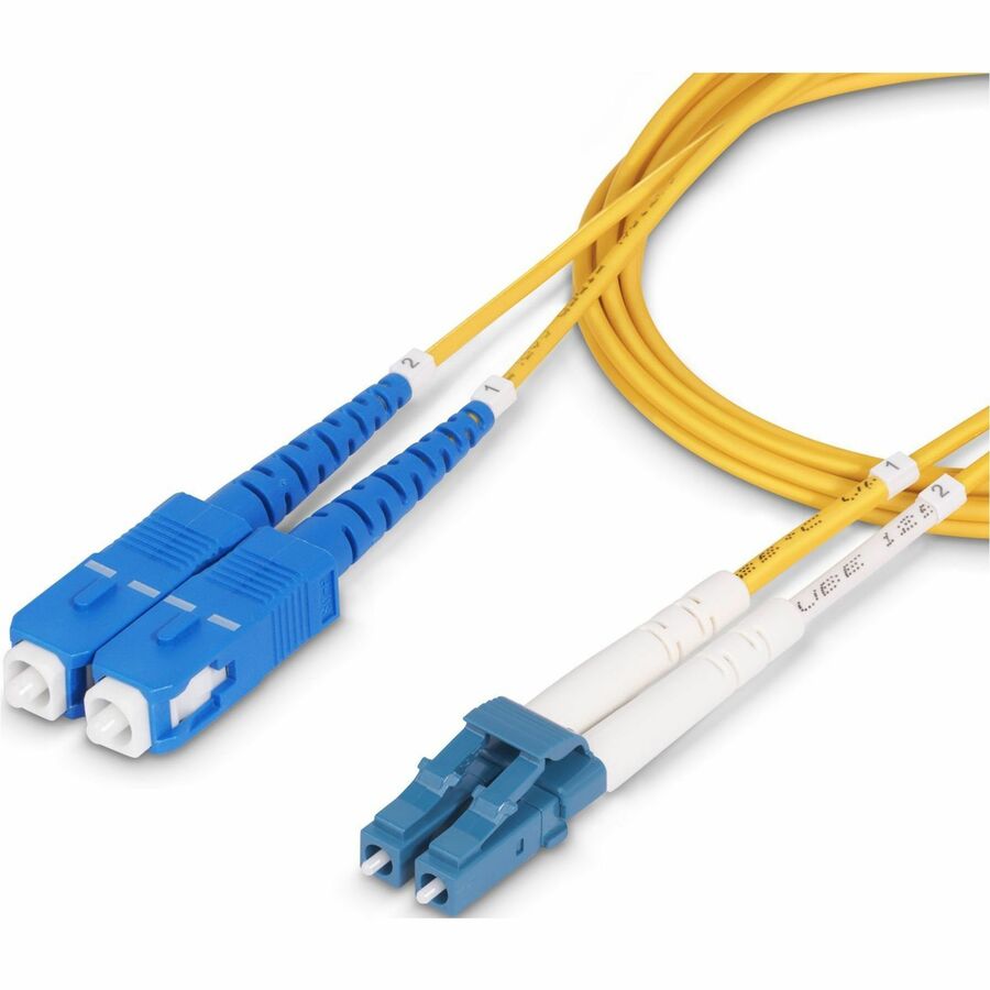StarTech.com 50m (164ft) LC to SC (UPC) OS2 Single Mode Duplex Fiber Optic Cable, 9/125, 100G, Low Insertion Loss, LSZH Fiber Jumper Cord SMLCSC-OS2-50M