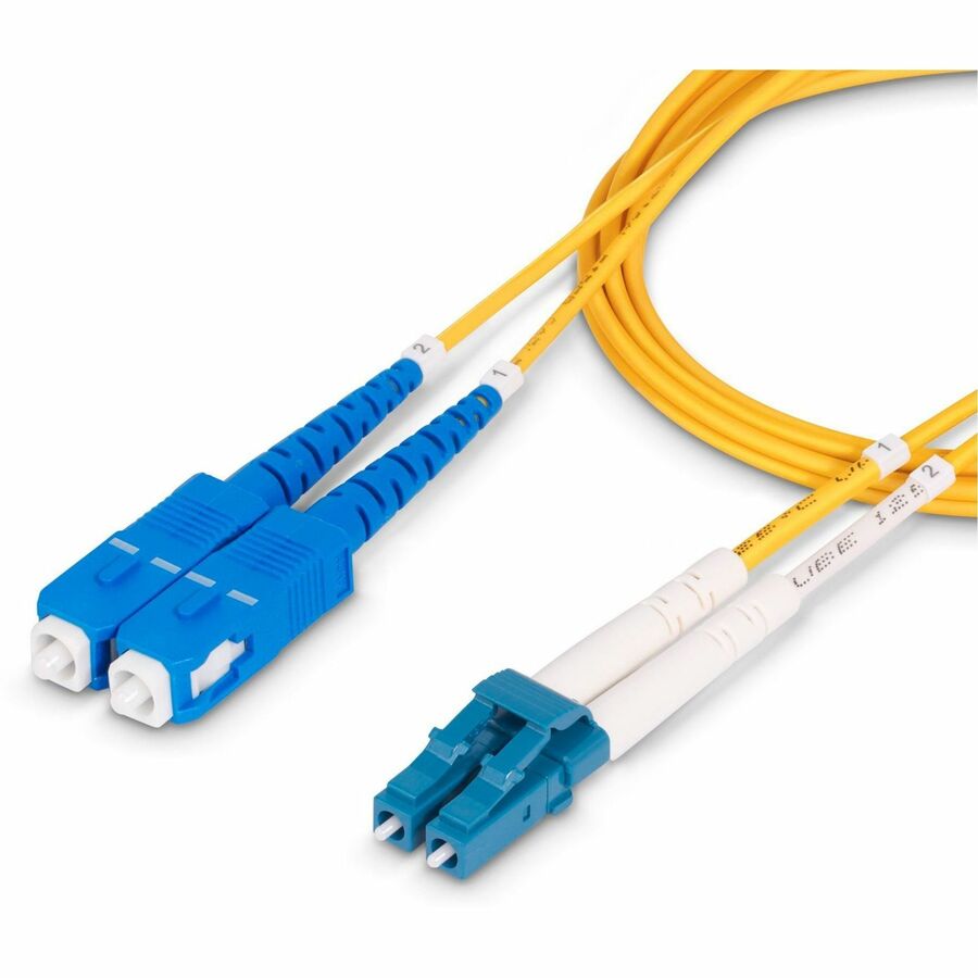 StarTech.com 1m (3.3ft) LC to SC (UPC) OS2 Single Mode Duplex Fiber Optic Cable, 9/125, 100G, Low Insertion Loss, LSZH Fiber Jumper Cord SMLCSC-OS2-1M