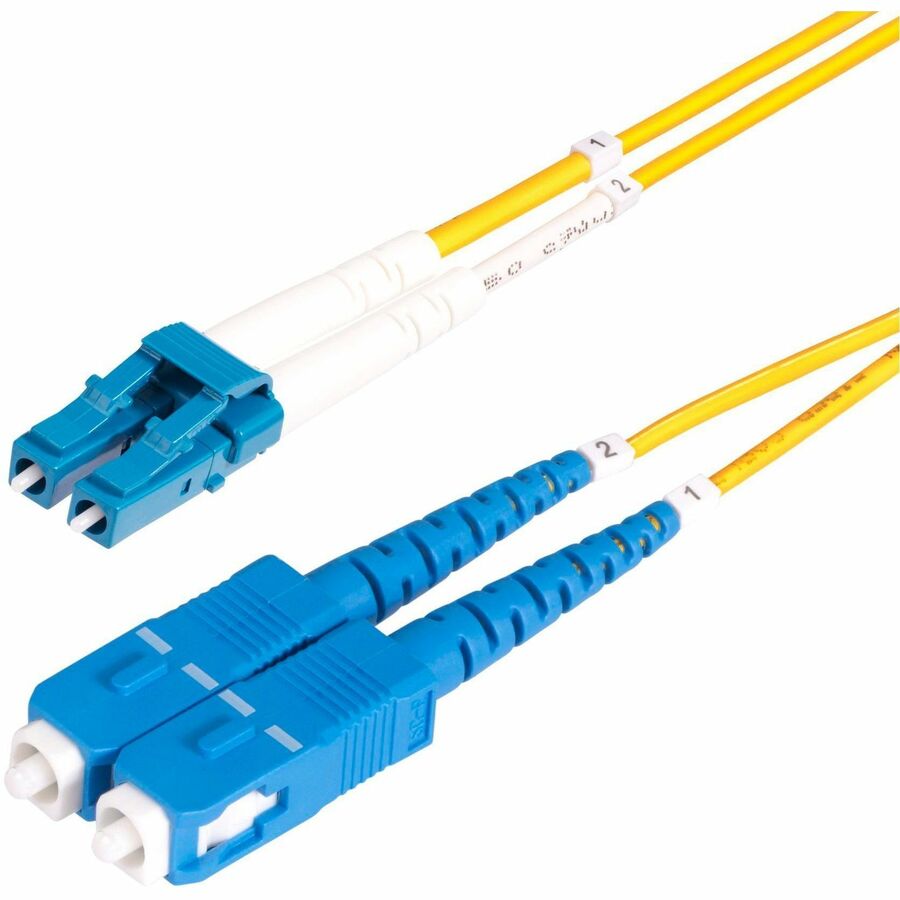 StarTech.com 15m (49.2ft) LC to SC (UPC) OS2 Single Mode Duplex Fiber Optic Cable, 9/125, 100G, Low Insertion Loss, LSZH Fiber Jumper Cord SMLCSC-OS2-15M