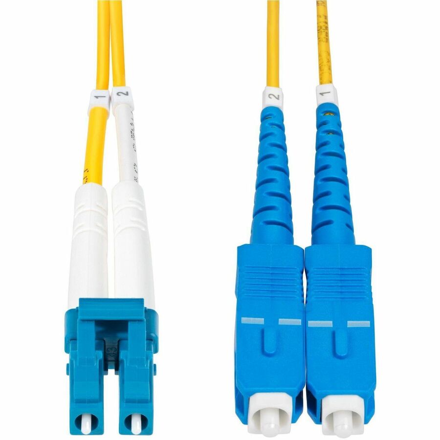 StarTech.com 15m (49.2ft) LC to SC (UPC) OS2 Single Mode Duplex Fiber Optic Cable, 9/125, 100G, Low Insertion Loss, LSZH Fiber Jumper Cord SMLCSC-OS2-15M