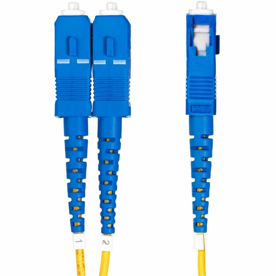 StarTech.com 15m (49.2ft) LC to SC (UPC) OS2 Single Mode Duplex Fiber Optic Cable, 9/125, 100G, Low Insertion Loss, LSZH Fiber Jumper Cord SMLCSC-OS2-15M