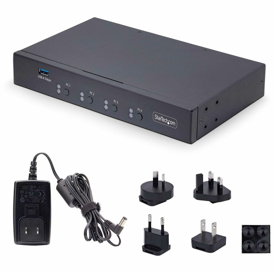 StarTech.com 4-Port KM Switch with Mouse Roaming, USB 3.0 Keyboard/Mouse Switcher for 4 Computers, 3.5mm and USB Audio, TAA Compliant P4A20132-KM-SWITCH