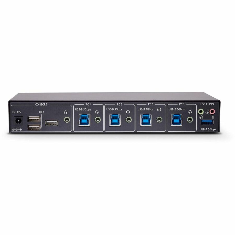 StarTech.com 4-Port KM Switch with Mouse Roaming, USB 3.0 Keyboard/Mouse Switcher for 4 Computers, 3.5mm and USB Audio, TAA Compliant P4A20132-KM-SWITCH