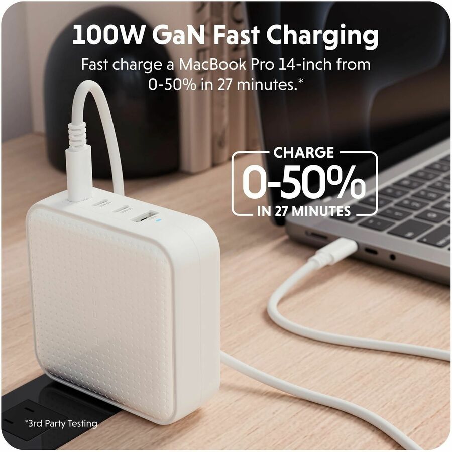 Hyper HyperJuice 100W USB-C GaN Travel Charger with 4 Ports HJ1002WHWWGL