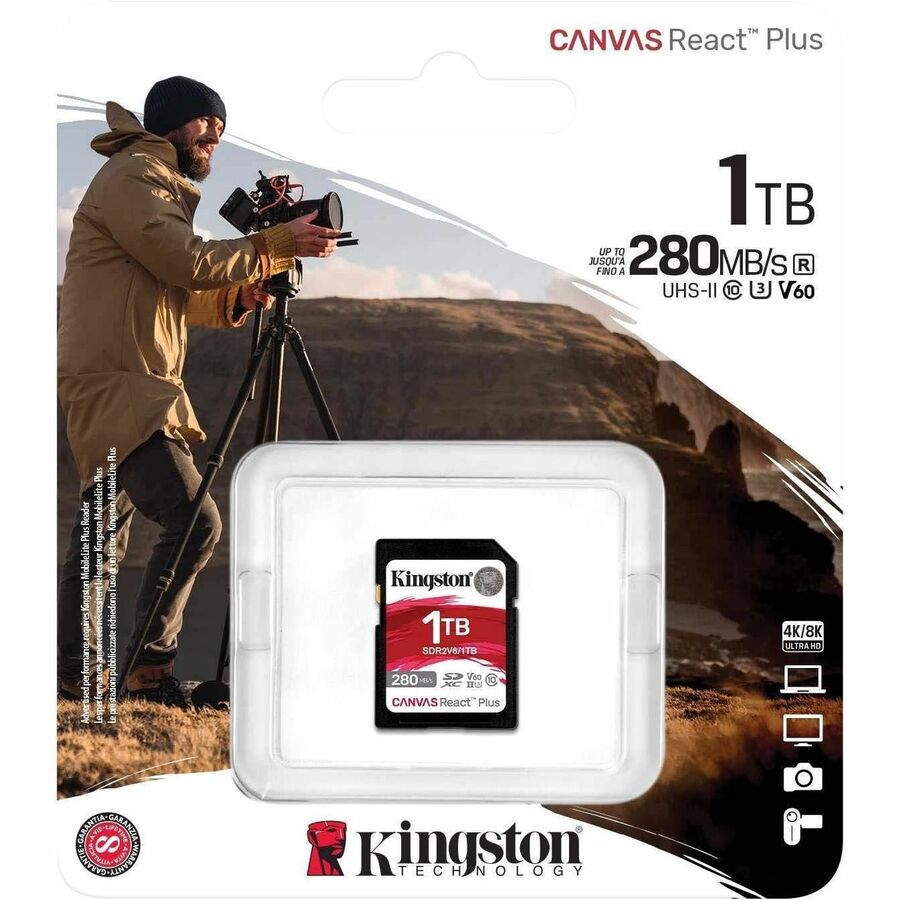 Kingston Canvas React Plus 1 TB Class 10/UHS-II (U3) V60 SDXC SDR2V6/1TB