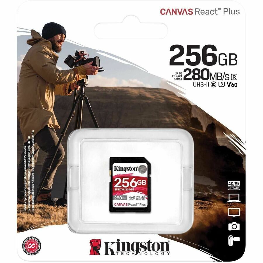 Kingston Canvas React Plus 256 GB Class 10/UHS-II (U3) V60 SDXC SDR2V6/256GB