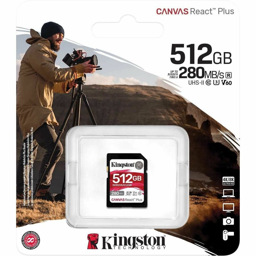 Kingston Canvas React Plus 512 GB UHS-II (U3) V60 microSDXC SDR2V6/512GBCR