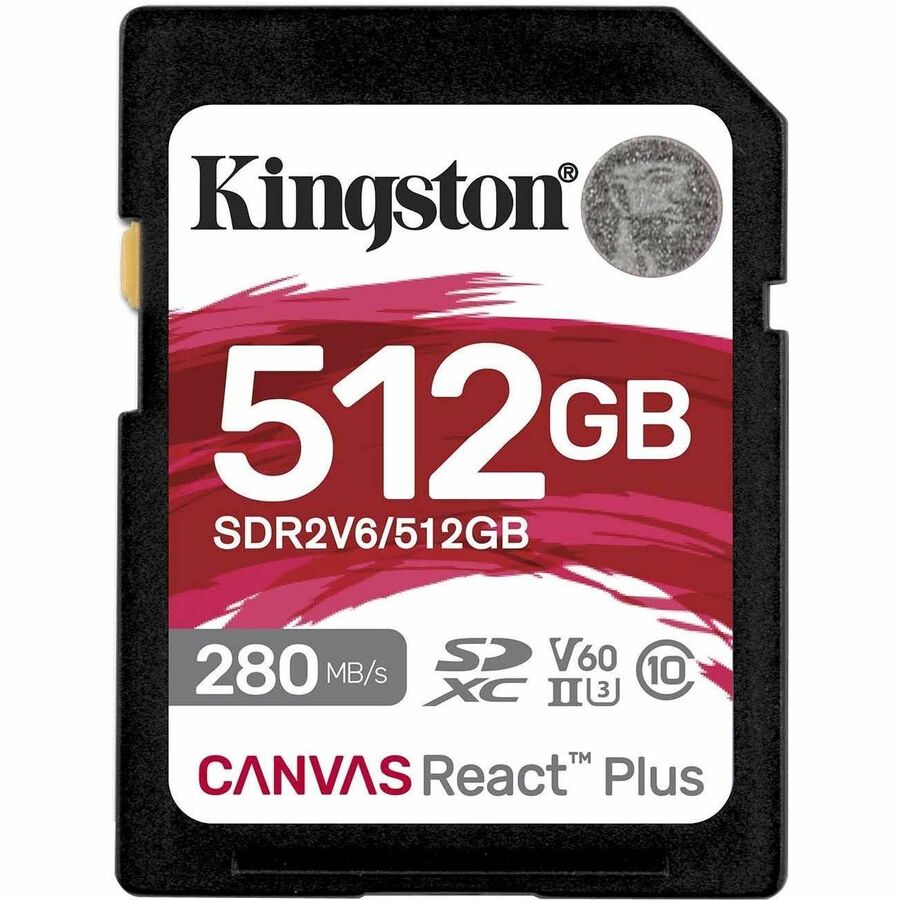 Kingston Canvas React Plus 512 GB Class 10/UHS-II (U3) V60 SDXC SDR2V6/512GB