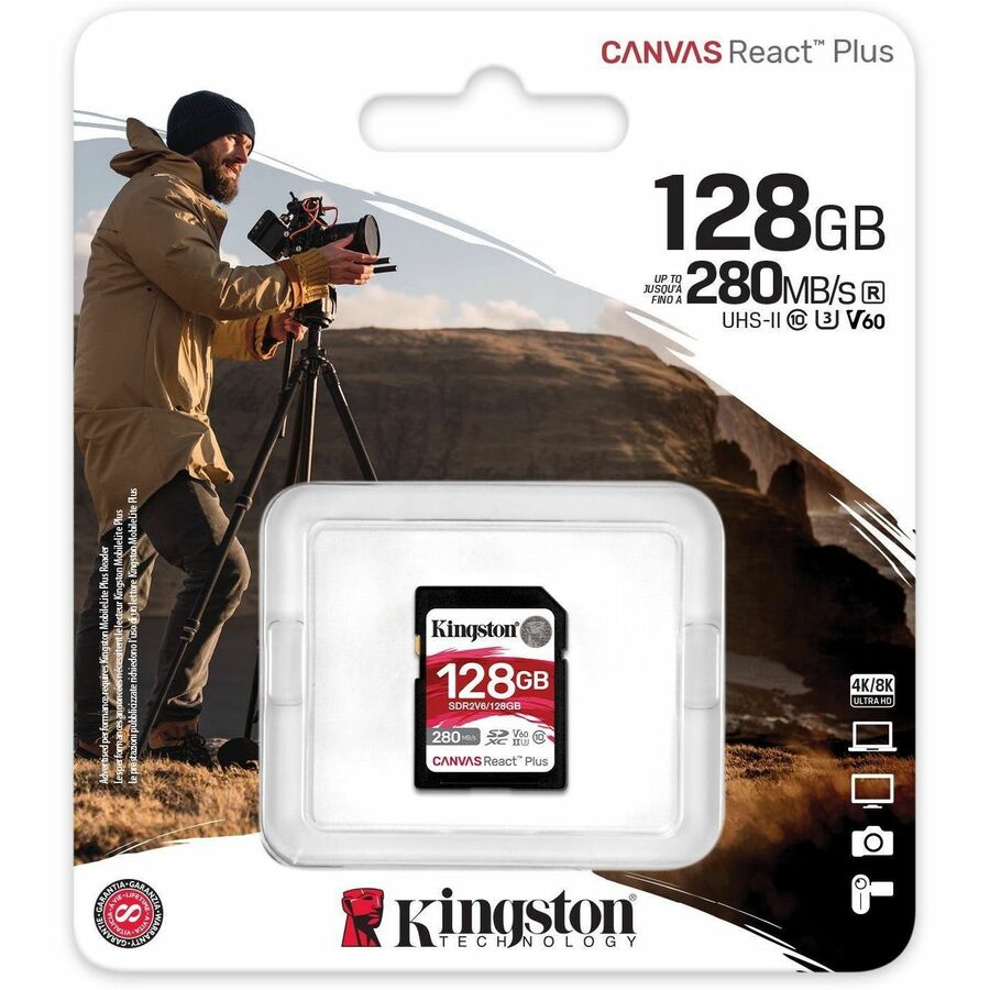 Kingston Canvas React Plus 128 GB Class 10/UHS-II (U3) V60 SDXC SDR2V6/128GB