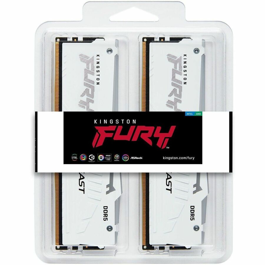 Kingston 32GB (2x16GB) DDR5 6000MT/s CL30 FURY Beast White RGB EXPO KF560C30BWEAK2-32