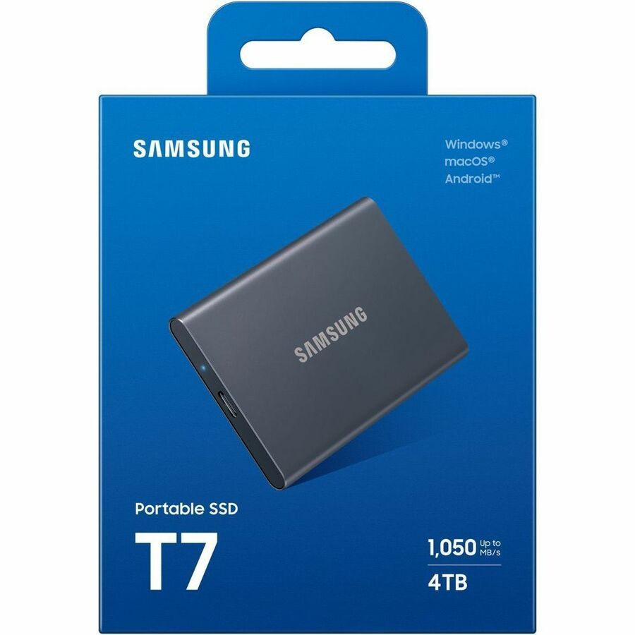 Samsung T7 4 TB Portable Solid State Drive - External - PCI Express NVMe - Titan Gray MU-PC4T0T/AM