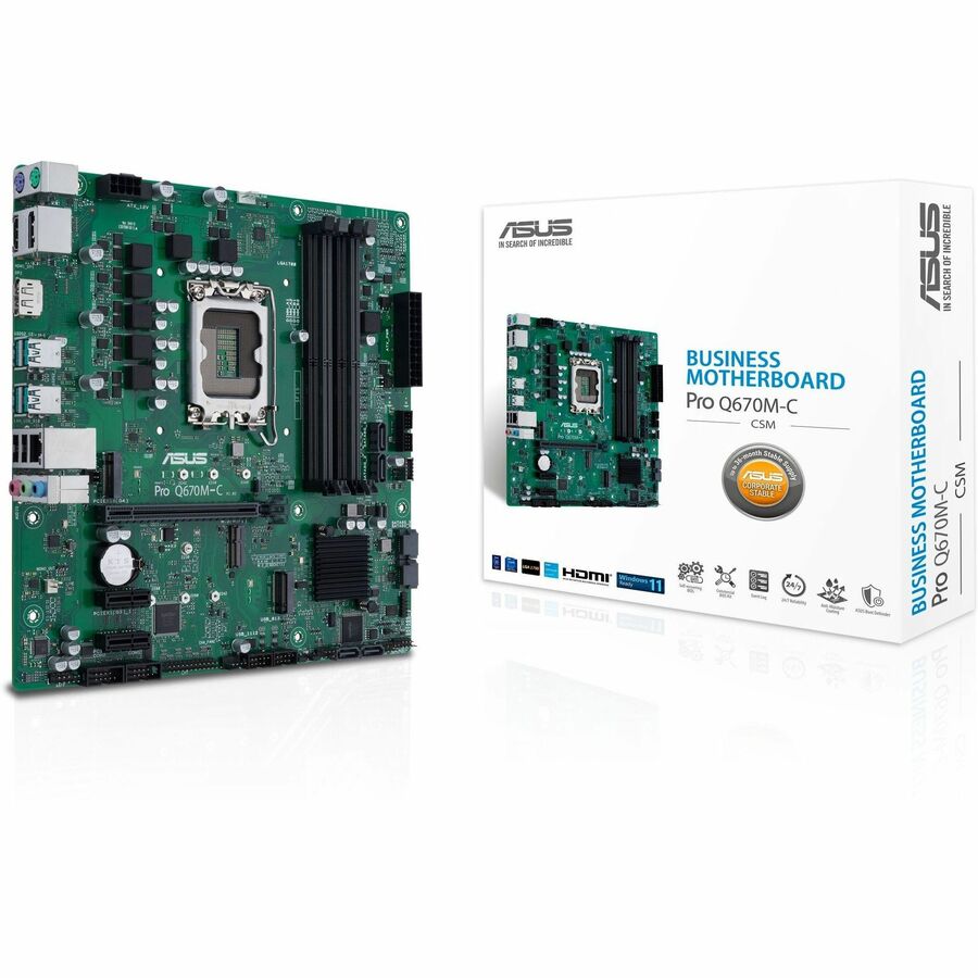 Asus Pro Q670M-C-CSM Desktop Motherboard - Intel Q670 Chipset - Socket LGA-1700 - Micro ATX PRO Q670M-C-CSM-SI