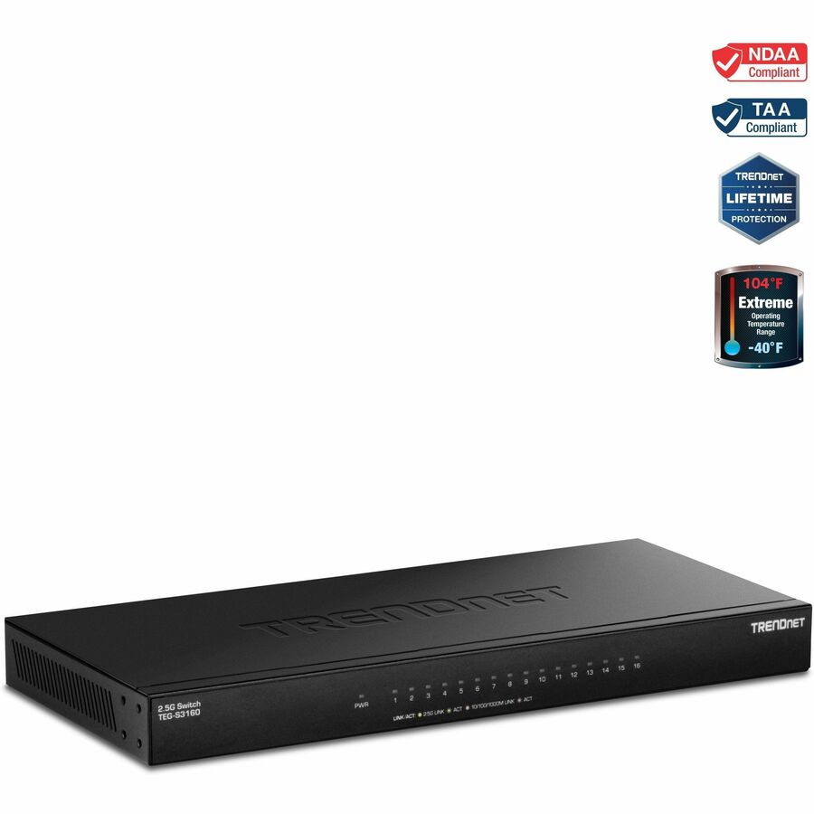 TRENDnet 16-Port Unmanaged 2.5G Desktop Switch TEG-S3160