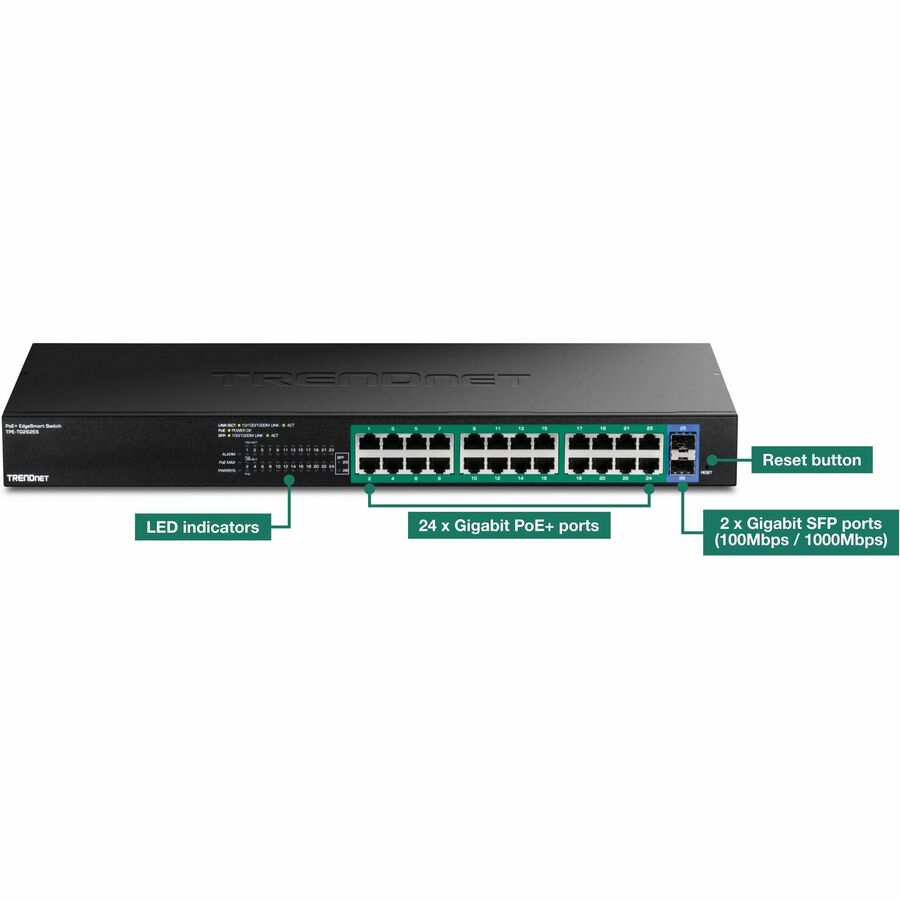 TRENDnet 26-Port Gigabit EdgeSmart PoE+ Switch TPE-TG262ES