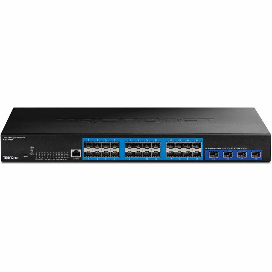 TRENDnet 28-Port Layer 2 Managed SFP Switch with 10G SFP+ Ports TL2-F70284