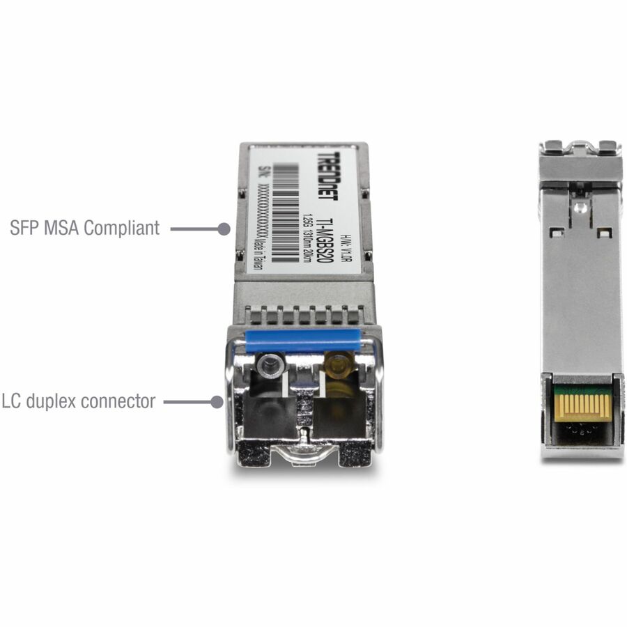 TRENDnet 1000Base-LX Industrial SFP Single- Mode LC Module (20km) TI-MGBS20