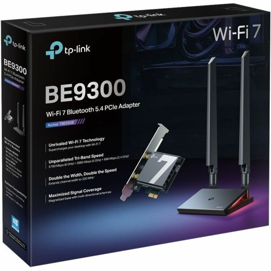 TP-Link Archer TBE550E BE9300 IEEE 802.11be Bluetooth 5.4 Tri Band Wi-Fi/Bluetooth Combo Adapter ARCHER TBE550E