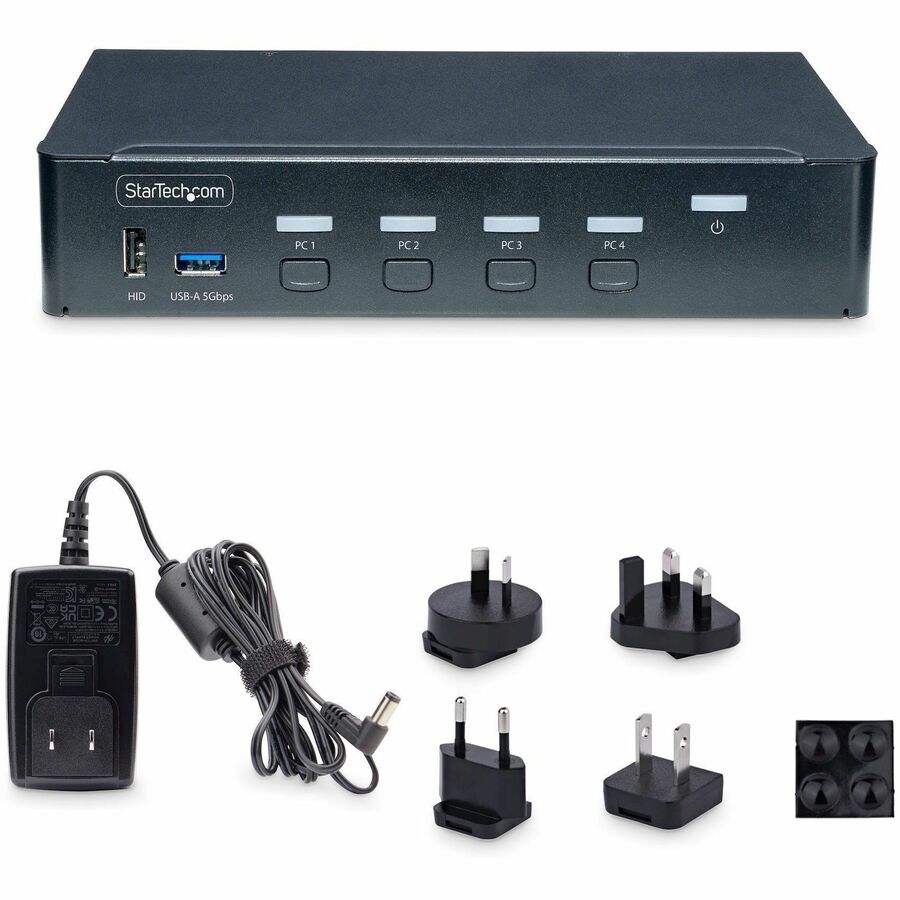 StarTech.com 4-Port DisplayPort KVM Switch, Single 4K 60Hz Monitor, 6x USB Ports, Hotkey & Push-Button Switching, TAA Compliant P4AD122-KVM-SWITCH